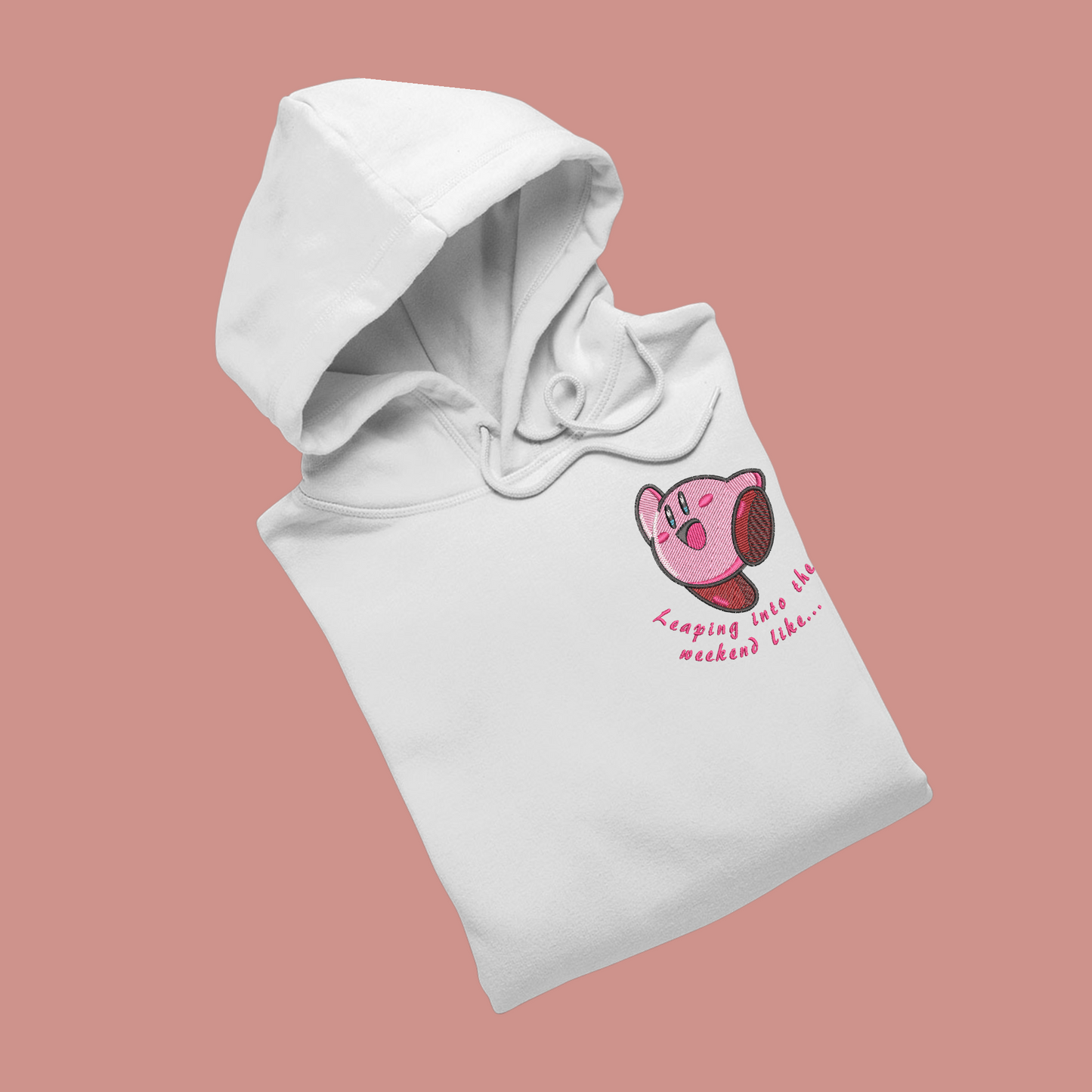 Kirby ‘leaping into the weekend like…’ embroidered hoodie