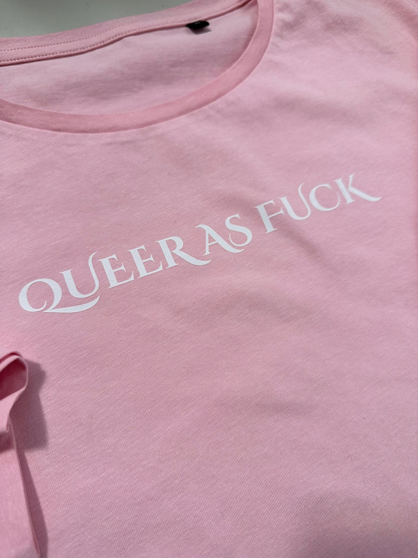 "Queer As Fuck" Pink Cropped T-Shirt