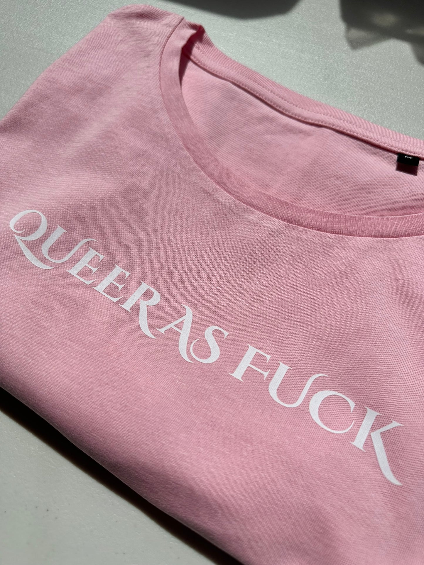 "Queer As Fuck" Pink Cropped T-Shirt